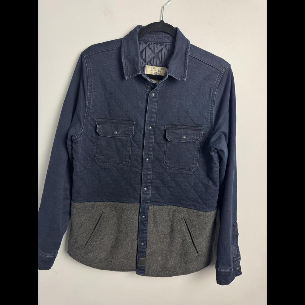 The Zara Man Denim Collection Stylish Quilted Denim Shirt Jacket size Large